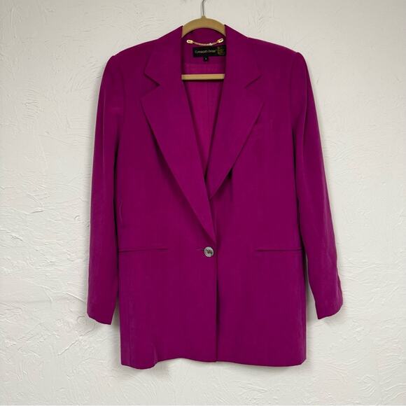 Vintage Classiques Entier Magenta Pink Silk Blazer Jacket Womens S Oversized - Picture 1 of 11